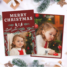 Elegantes Garland Border Two Foto Feiertagskarte