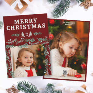 Elegantes Garland Border Two Foto Feiertagskarte