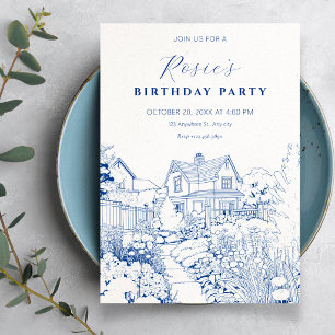 Elegantes Gartenhaus Geburtstag Einladung