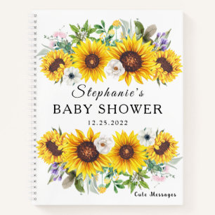 Elegantes Gästebuch-Baby-Shower Sonnenblume Blume Notizbuch