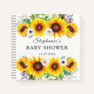 Elegantes Gästebuch-Babyshower Sonnenblume Blume Notizbuch