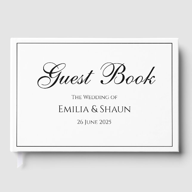 Elegantes Gästebuch in Weiß und Schwarz (Vorderseite)