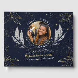 Elegantes Gästebuch Navy Gold Abschluss