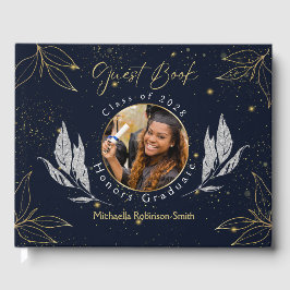Elegantes Gästebuch Navy Gold Abschluss