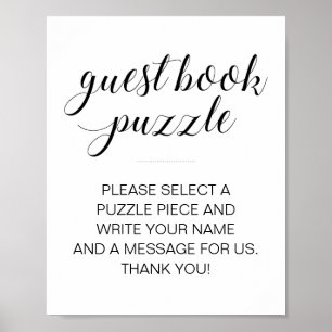 Elegantes Gästebuch-Puzzle-Hochzeitsschild Poster