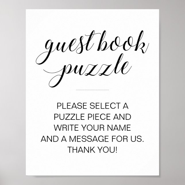 Elegantes Gästebuch Puzzle Wedding Sign (Vorne)