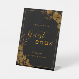 Elegantes Gästebuch Schwarz & Gold Sockelschild
