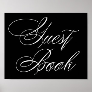 Elegantes Gästebuch White Calligraphy   Chic Sign
