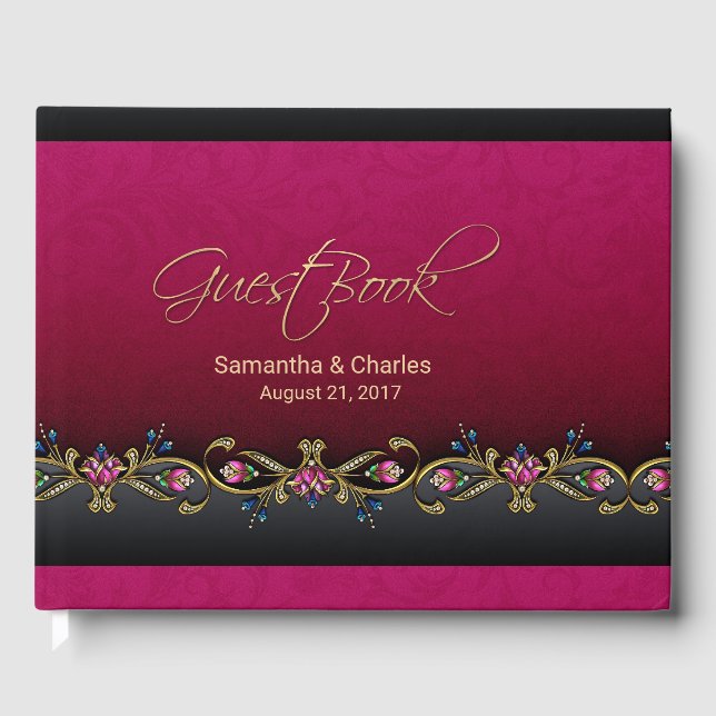 Elegantes Gästebuch Wine Red Wedding (Vorderseite)