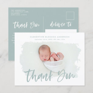 Elegantes Geburtsankündigung Foto Vielen Dank Ankündigungspostkarte