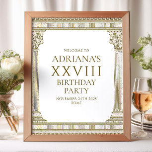 Elegantes Geburtstags-Party-Schild mit Steinelemen Poster
