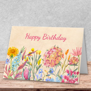 Elegantes Geburtstags-Wildblumen-Blumendesign Gruß Karte