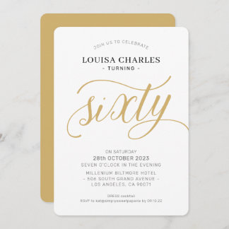 Elegantes Geburtstagschic-Skript, modernes Gold Einladung