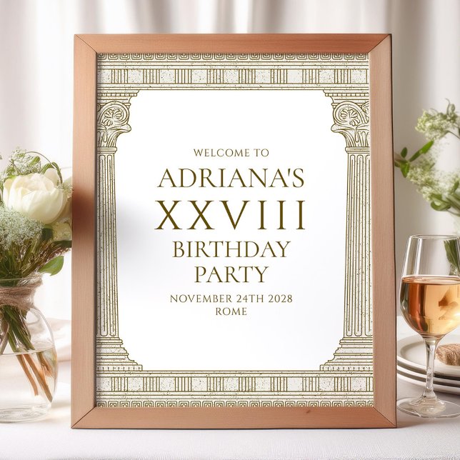 Elegantes Geburtstagsparty-Zeichen mit Steinelemen Poster (Von Creator hochgeladen)