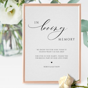 Elegantes Gedenk Hochzeitsschild zur Erinnerung Poster