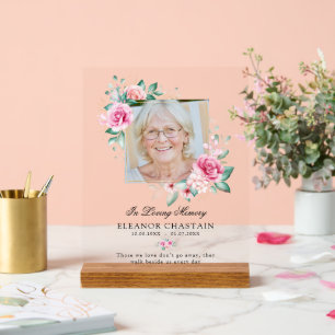 Elegantes Gedenkblumen-Foto-Trauer-Gedenkstätte Acrylschild