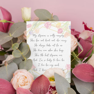 Elegantes Gedicht mit floraler Wertschätzung für S Postkarte