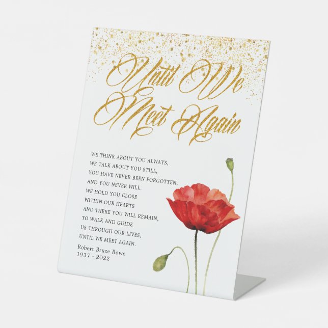 Elegantes Gedicht zur Roten Blume Sockelschild (Vorderseite)