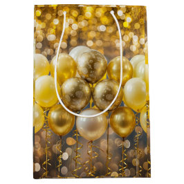 Elegantes Gelb- und Goldballon-Wrapping-Papier Mittlere Geschenktüte