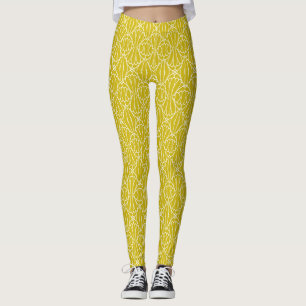 Elegantes gelbes Art Deco-Muster mit Diamantmotiv Leggings