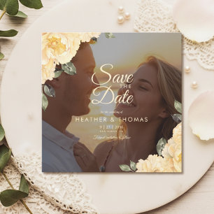 Elegantes gelbes Blumen-Foto Save The Date 