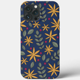 Elegantes gelbes Blumenmuster auf Blau Case-Mate iPhone Hülle