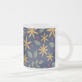 Elegantes gelbes Blumenmuster auf blau Mattglastasse