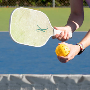 Elegantes gelbes Blumenmuster Monogramm Pickleball Schläger