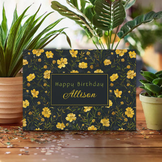 Elegantes Gelbes Buttercup Blume Muster Geburtstag Karte