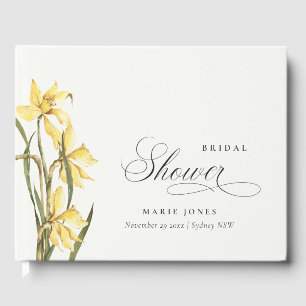 Elegantes Gelbes Daffodil Brautparty Gästebuch
