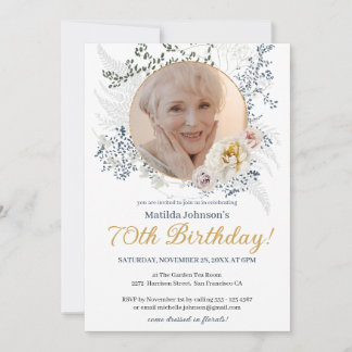 Elegantes Gelbes Foto 70. Geburtstag Einladung