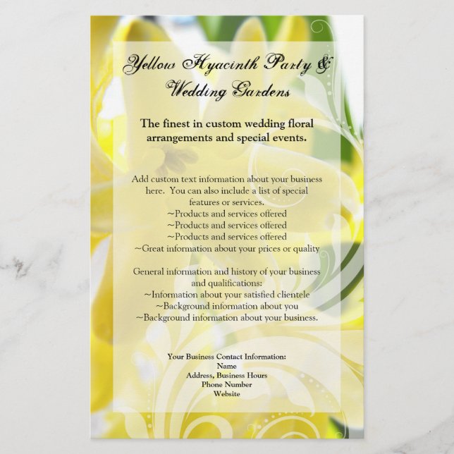 Elegantes Gelbes Hyazinth mit weißem Swirl Flyer (Vorne)