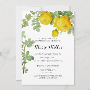 Elegantes Gelbes Rose-Brautparty Einladung
