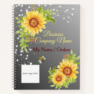 Elegantes, gelbes Sonnenblumen Notizbuch