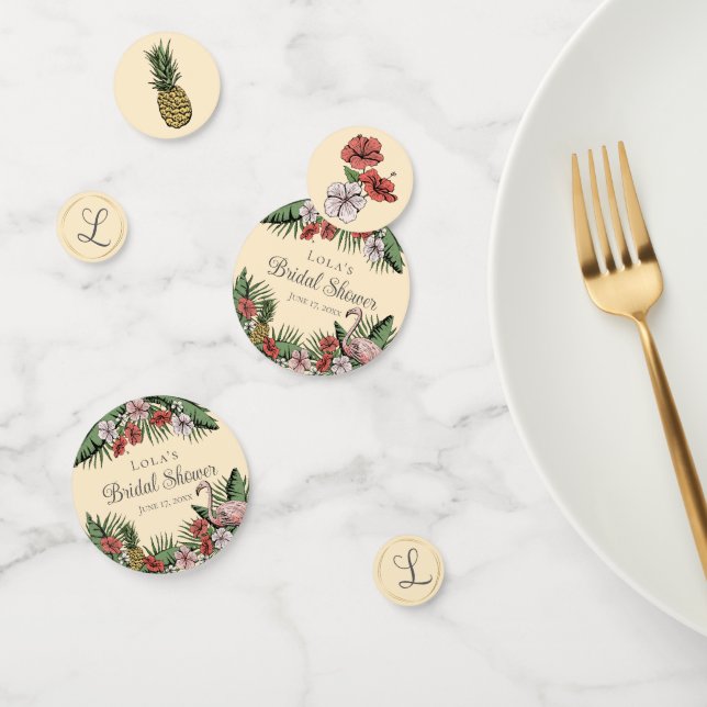 Elegantes Gelbes tropisches Brautparty Konfetti (Gruppe)