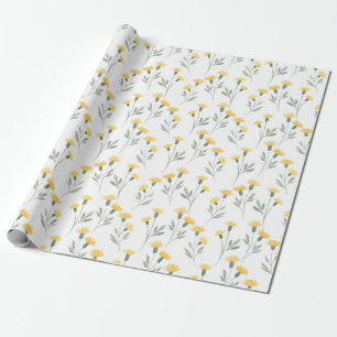 Elegantes gelbes Wasserfarben-Blumenmuster Geschenkpapier