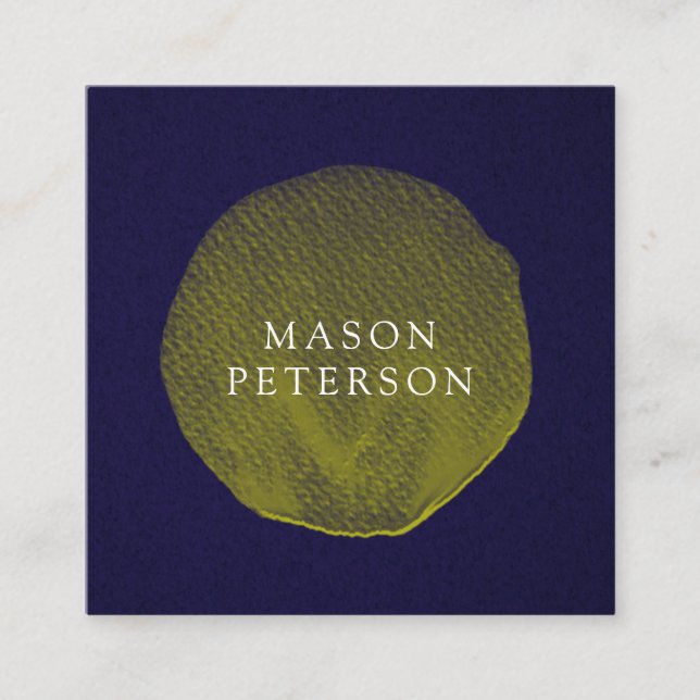 Elegantes gelbes Wasserfarben-Logo Quadratische Visitenkarte (Vorderseite)