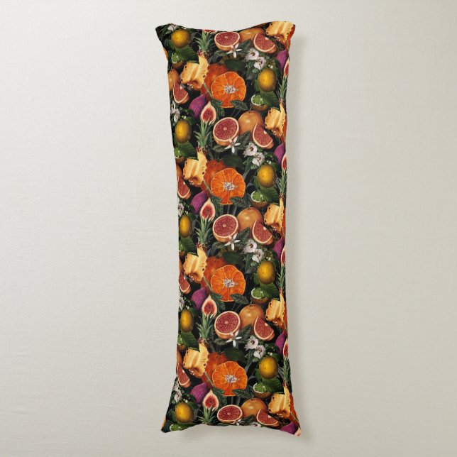 Elegantes gelbes Zitrusfrüchtemuster Seitenschläferkissen (Vorderseite Vertikal)