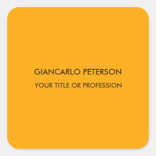 Elegantes Gelborange Minimalistisch Professionell Quadratischer Aufkleber