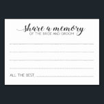 Elegantes gemeinsames Gedächtnis des Bräutigam-Hoc Tischnummer<br><div class="desc">Diese eleganten Share A Memory Cards sind die perfekte Ergänzung zu Ihrem Hochzeitsempfang oder Polterabend. Dieses Design bietet eine Kombination aus Handschrift und Schriftart in Schwarz. Den Gästen steht Platz zur Verfügung,  um ihre Erinnerungen und ihren Namen verlassen. Teil der Sammlung Alejandra.</div>