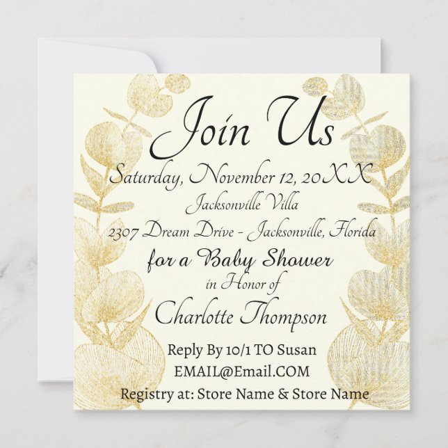 Elegantes Gender Neutral Baby Shower Party Einladung (Vorderseite)