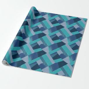 Elegantes geometrisches Abstraktes Blau und Türkis Geschenkpapier