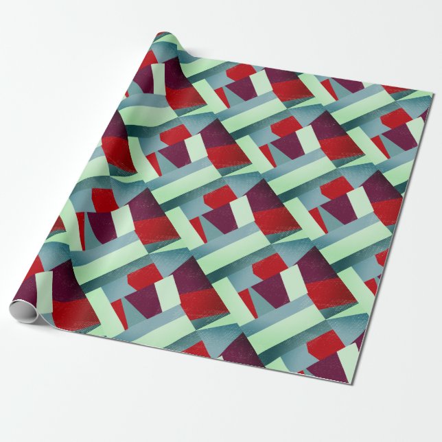 Elegantes geometrisches Abstraktes Rotes Grau Türk Geschenkpapier (Ungerollt)