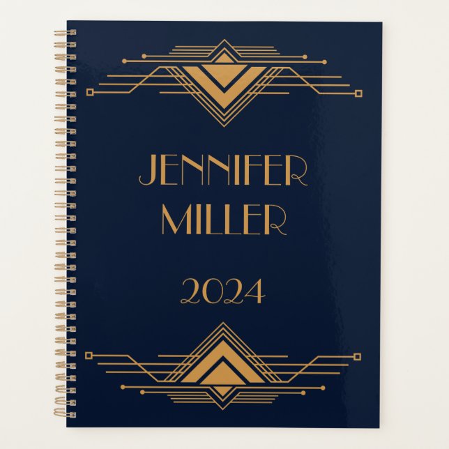 Elegantes geometrisches Art Deco Design Planer (Vorderseite)