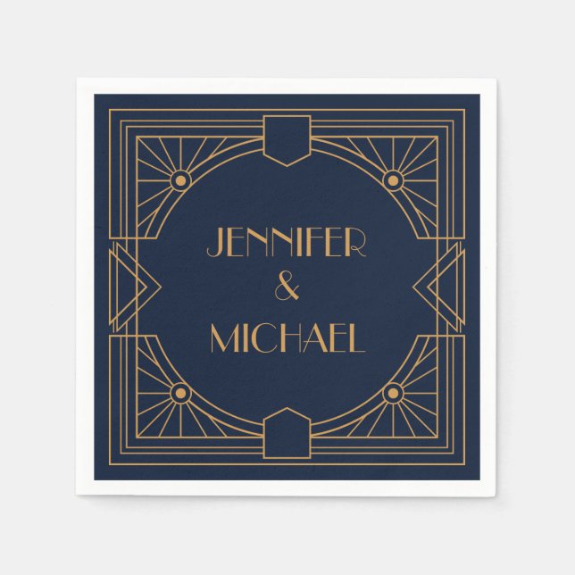 Elegantes geometrisches Art Deco Design Serviette (Vorderseite)