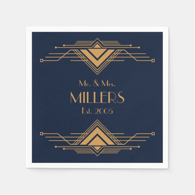 Elegantes geometrisches Art Deco Design Serviette (Vorderseite)