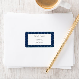 Elegantes geometrisches Baummuster Navy Blue Adressaufkleber