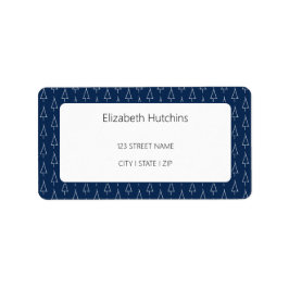 Elegantes geometrisches Baummuster Navy Blue Adressaufkleber