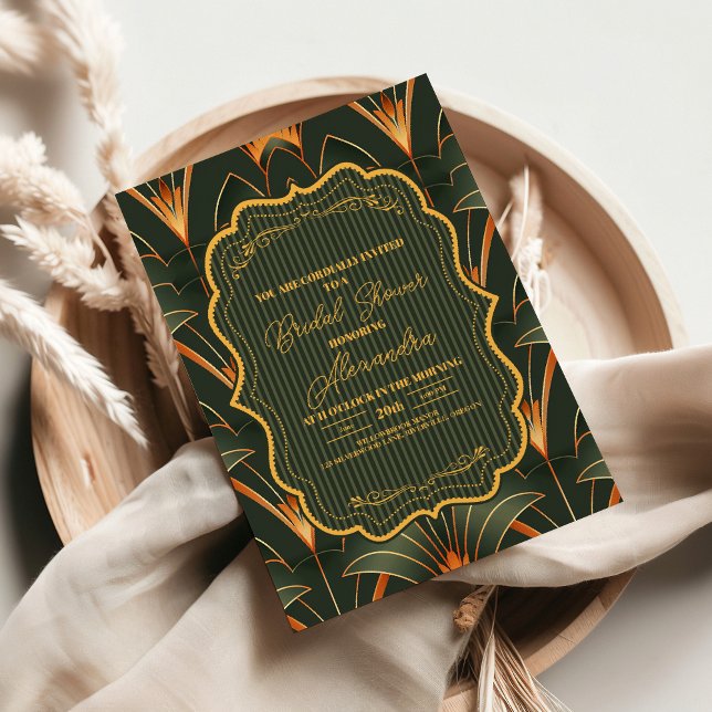 Elegantes geometrisches Brautparty Art Deco Einladung (Von Creator hochgeladen)