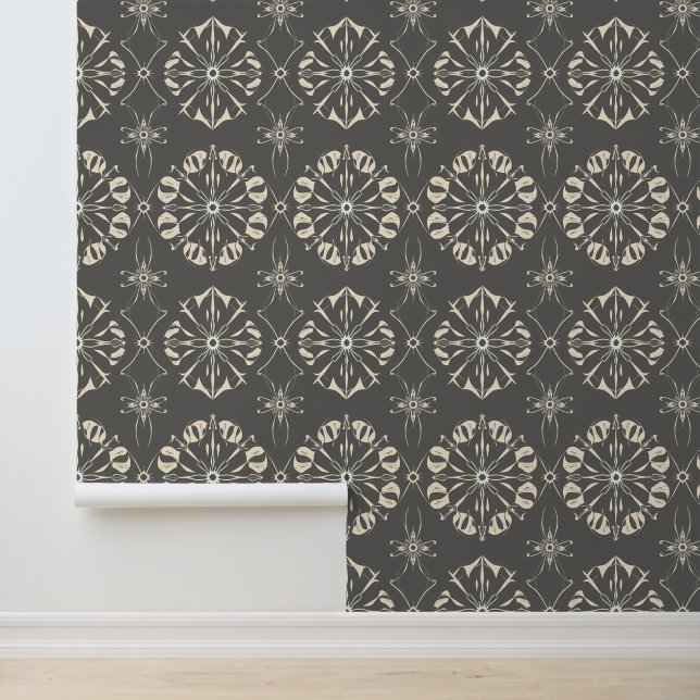 Elegantes geometrisches Design in Beige und Gray F Tapete (Anwendung)